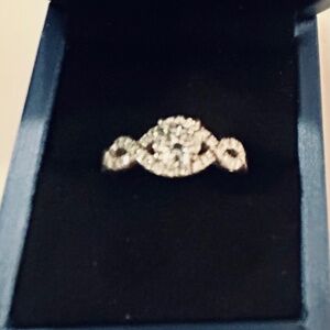 Sterling Silver and Moissanite Engagement Ring